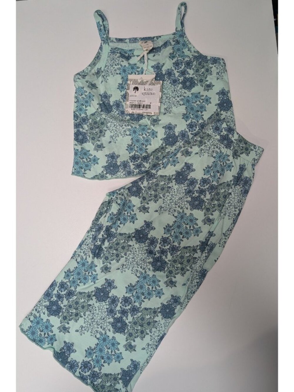 Kate Quinn 4T Organic Cotton Bluebell Wildflower Floral Tank Top Jade Set 161
